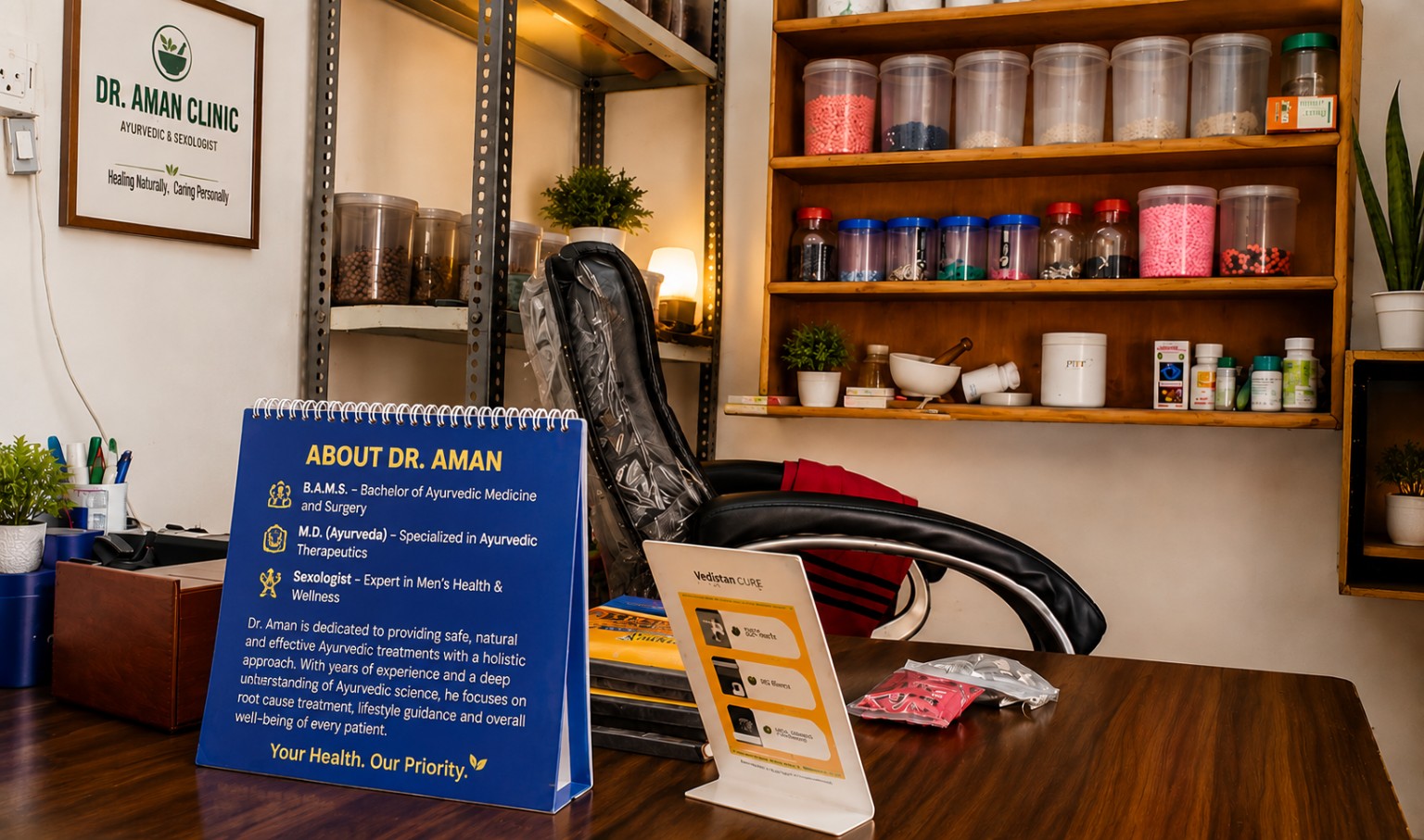 Consultation room interior at Dr. Aman Clinic in Kurukshetra